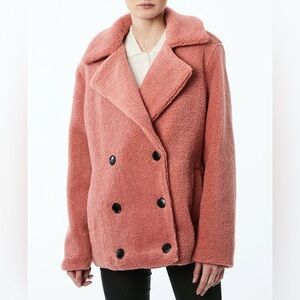 Collection B Double Breasted Coat Teddy Faux-Fur Powder Blush size XXL